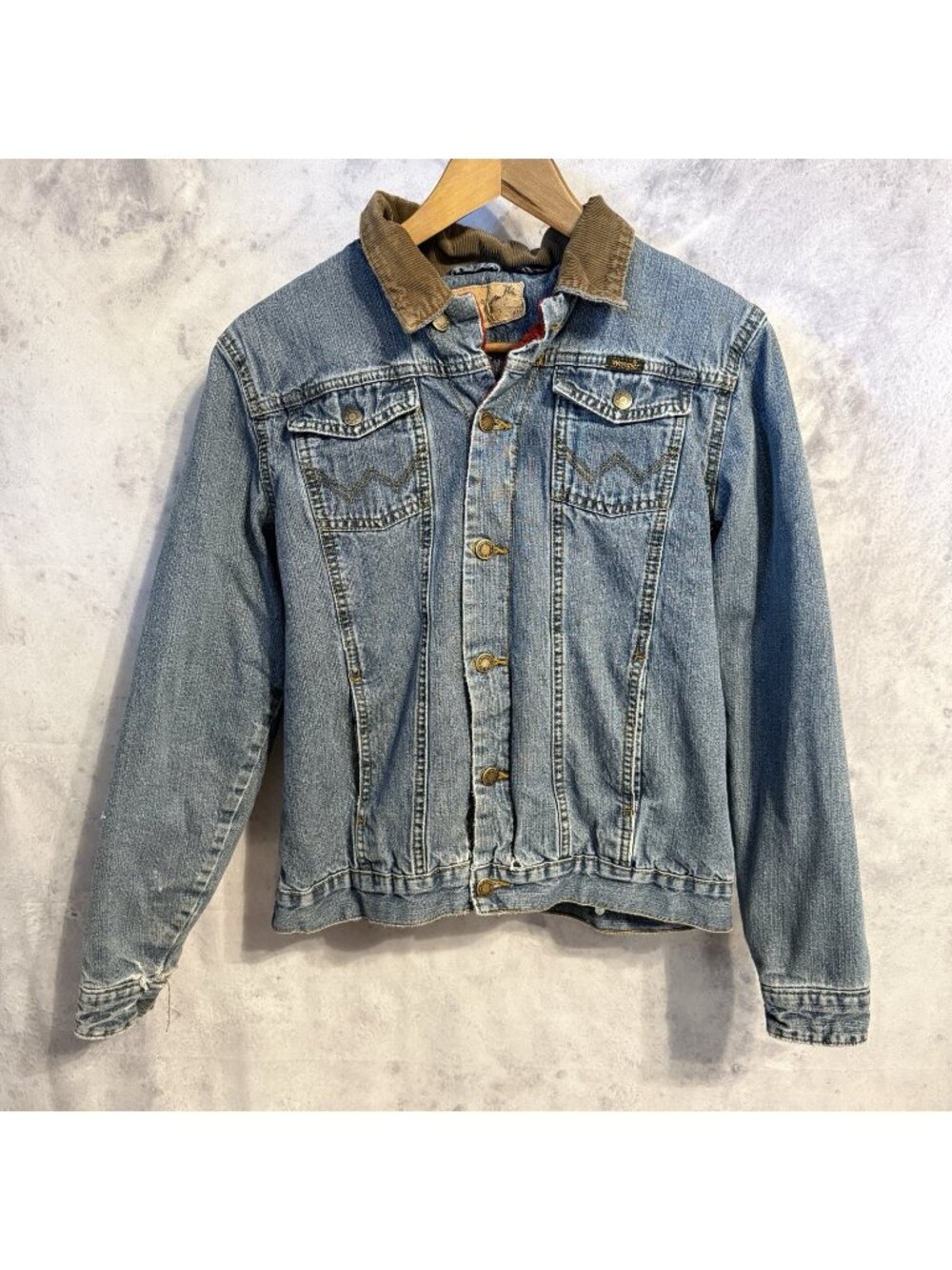 Vintage Wrangler Flannel Lined Trucker Jacket Womens XL Western Workwear